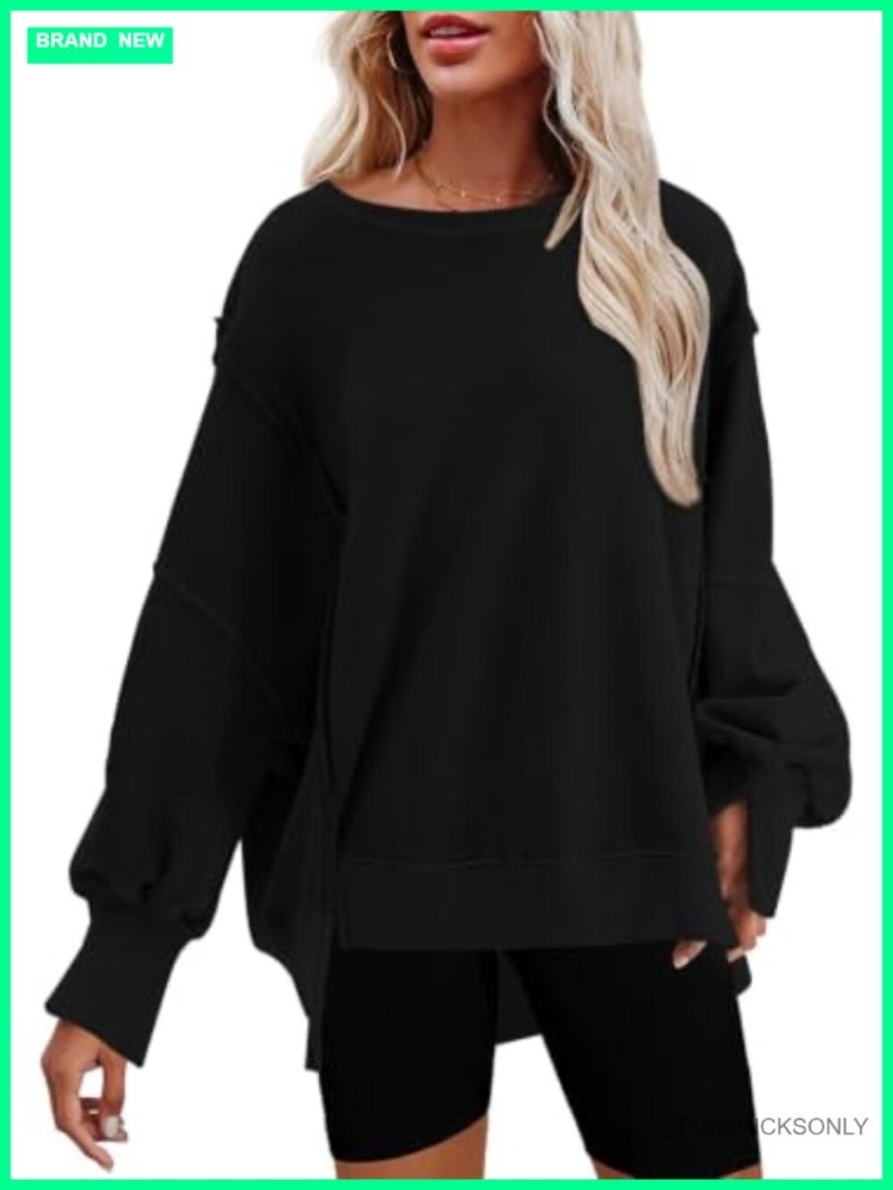Oversized Reverse Seam Crewneck Long Sleeve Sweatshirt